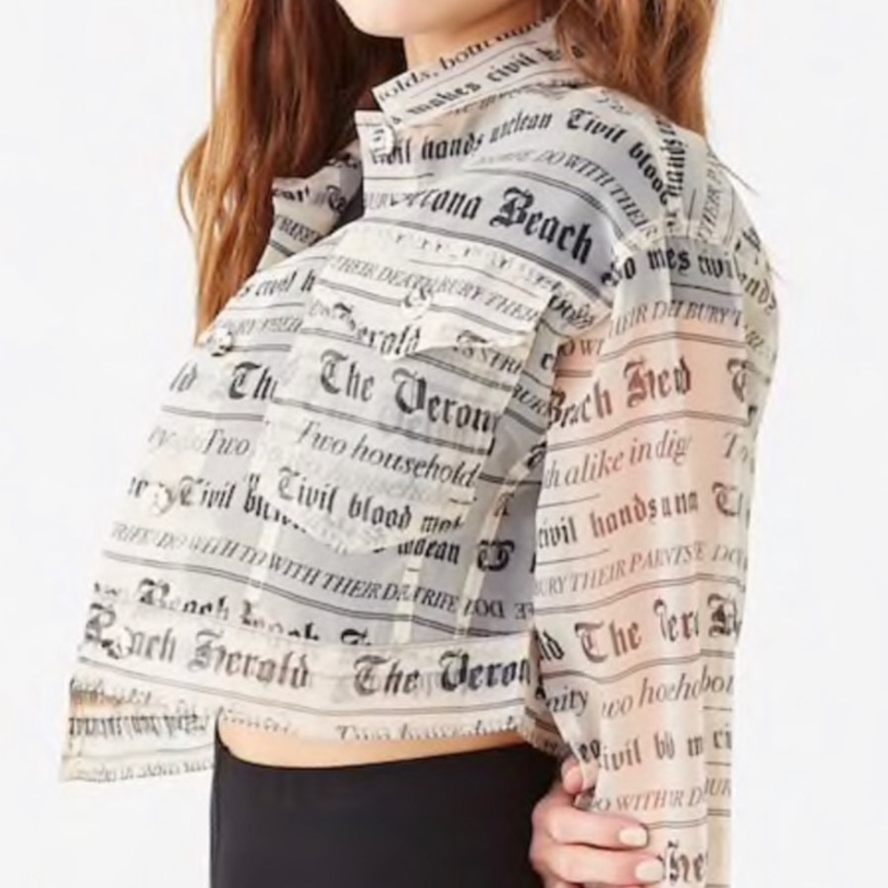 Forever21 plus Romeo+Juliet Sheer Newsprint Jacket